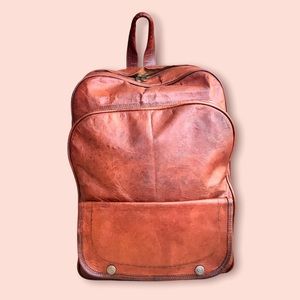 Vintage Genuine Cognac Leather Backpack for Laptop/School/College/Work/Travel